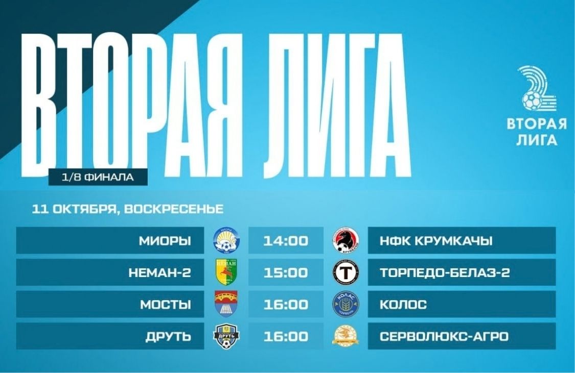 «Неман-2» сыграет в 1/8 финала Второй лиги по футболу «Неман-2» сыграет в 1/8 финала Второй лиги по футболу