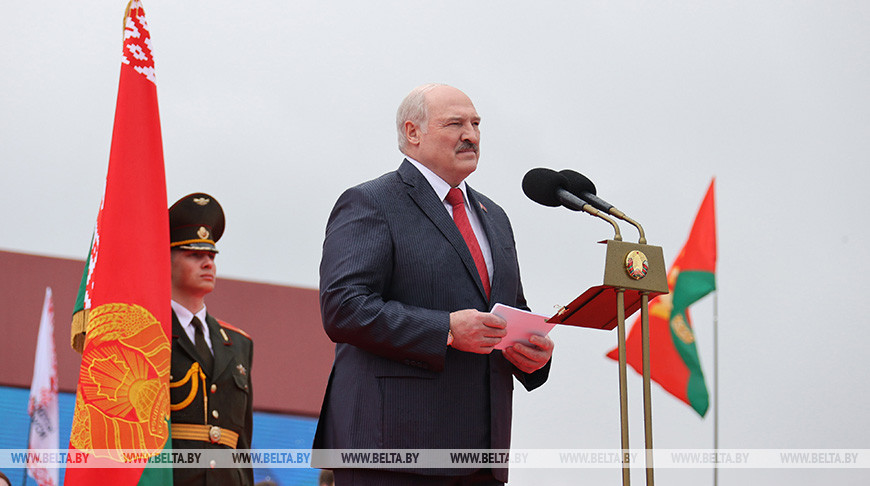 Выступление Президента Беларуси во время торжественного ритуала чествования государственных символов