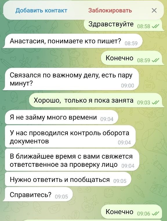 Скриншот переписки 1